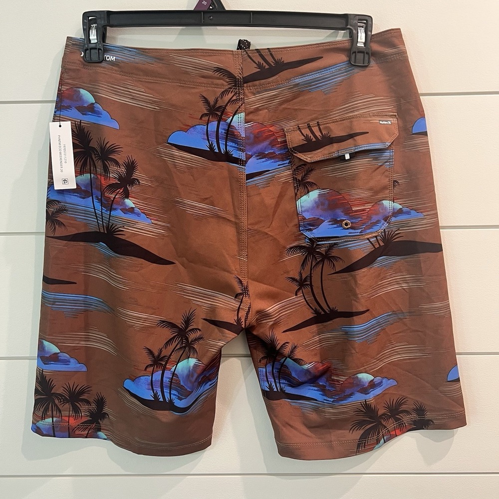 Hurley Phantom Board Shorts Mens 30 Swim Sunset Pattern New Brown Beach Trunks - Picture 6 of 12